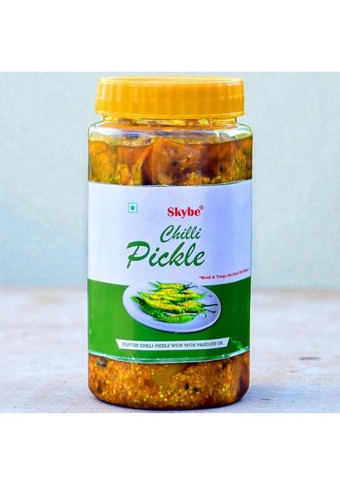 Skybe Green Chilli Pickle 500G Ultra Fresh Spicy Flame Infused With Authentic Tang Essence