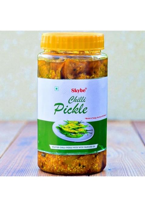 Skybe Green Chilli Pickle 500G Elite Tangy Heat Infused With Pure Spicy Natural Signature Taste