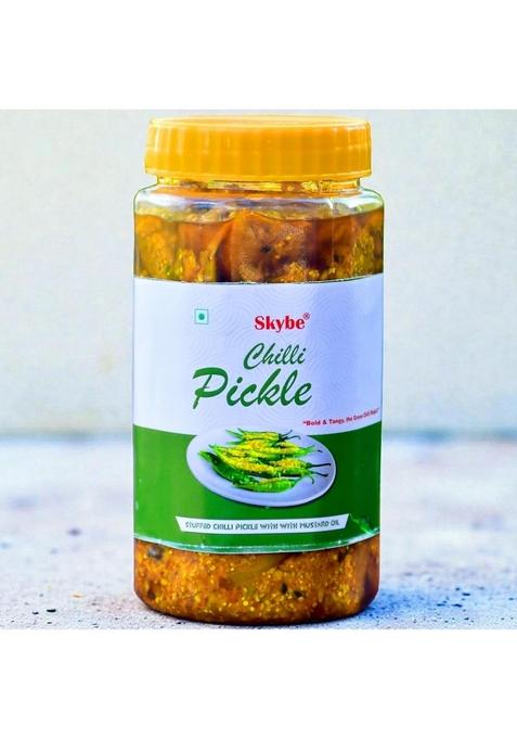 Skybe Green Chilli Pickle 500G Natural Zesty Fire Infused With Rich Tangy Taste