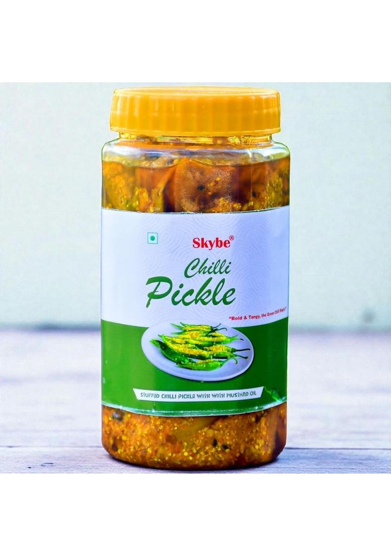 Skybe Green Chilli Pickle 500G Fresh Hot Tangy Mix Crafted With Natural Heat