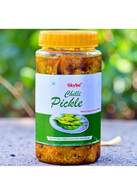 Skybe Green Chilli Pickle 500G Royal Tangy Hot Taste With Fresh Spicy Essence