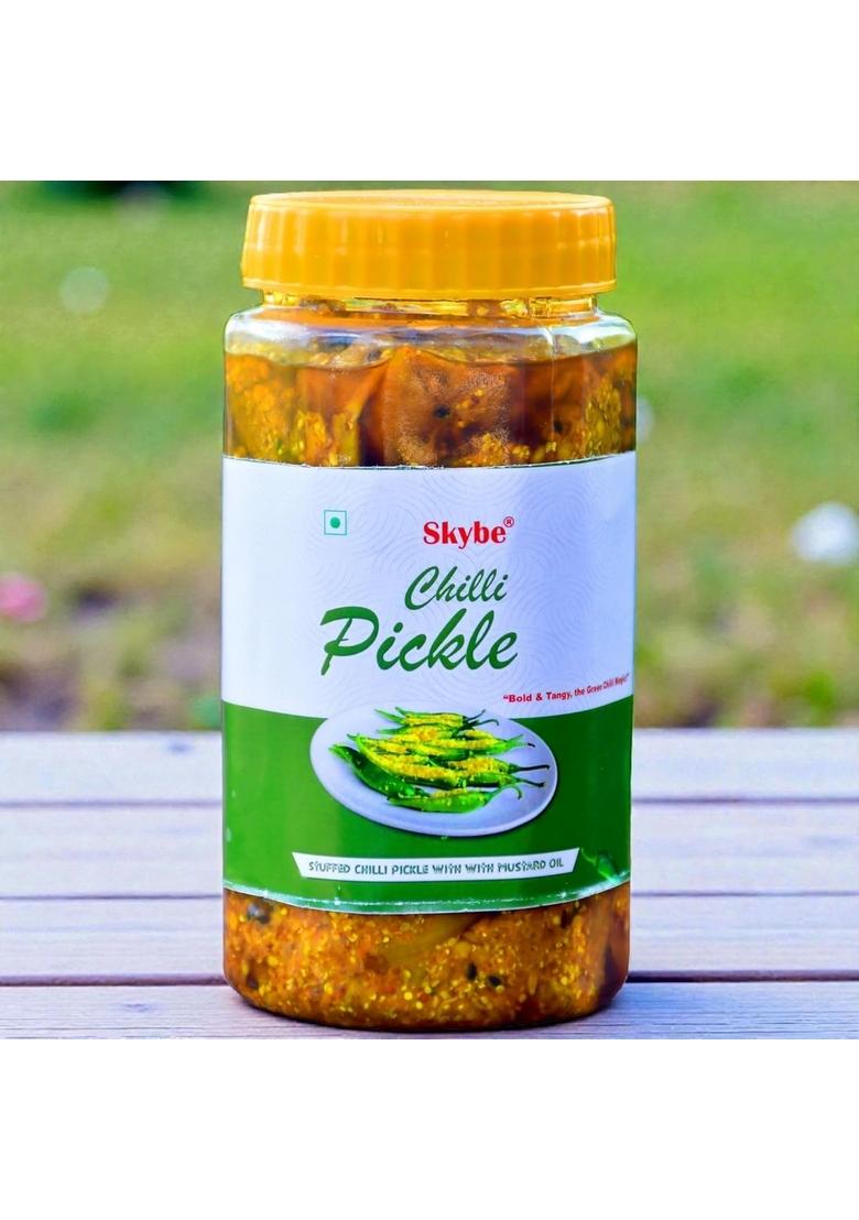 Skybe Green Chilli Pickle 500G Fresh Tangy Zesty Heat With Natural Spice Blend