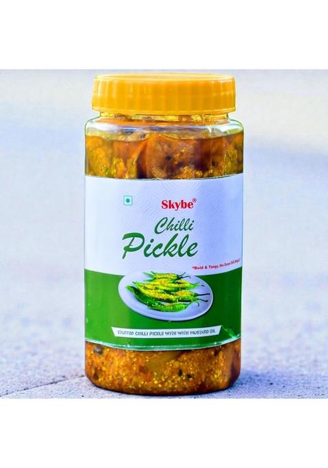 Skybe Green Chilli Pickle 500G Premium Hot Fire Rich Tangy Authentic Spice Mix