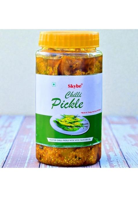Skybe Green Chilli Pickle 500G Classic Fiery Taste Crafted With Pure Natural Aroma