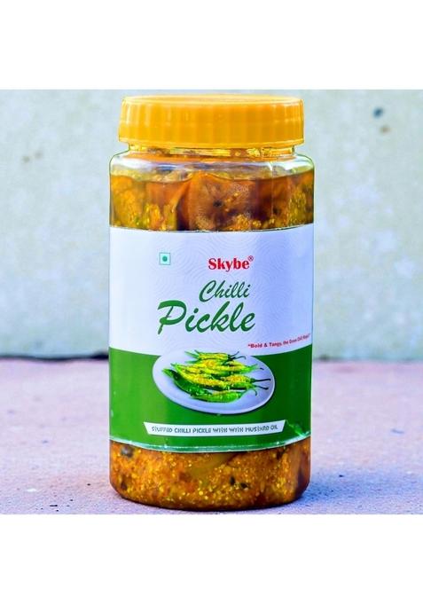 Skybe Green Chilli Pickle 500G Royal Spicy Flame Filled With Rich Tangy Taste
