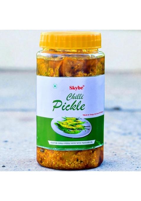 Skybe Green Chilli Pickle 500G Royal Hot Zest Crafted With Pure Tangy Spice Mix