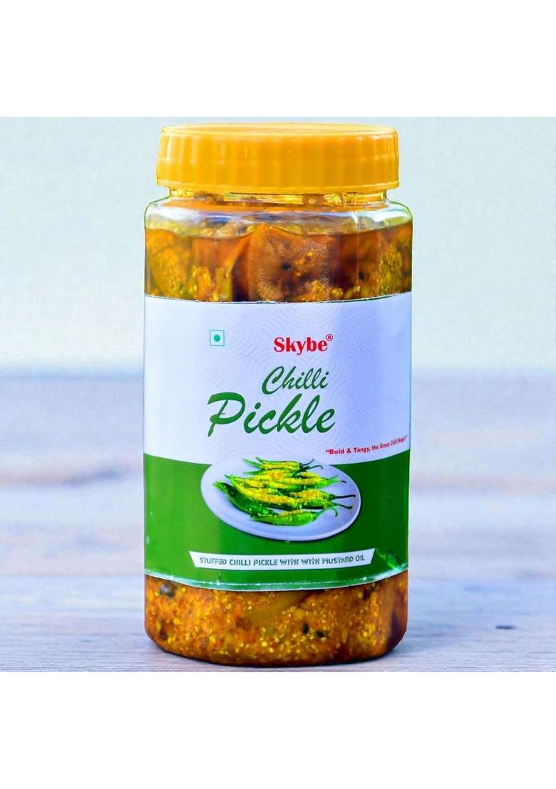 Skybe Green Chilli Pickle 500G Pure Fiery Zest Crafted With Tangy Spicy Natural Heat And Rich Authentic Fresh Aroma Mix - Indya