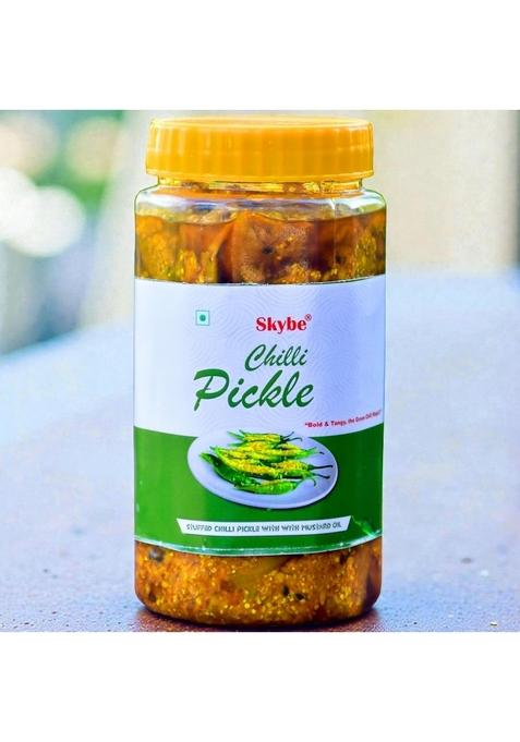 Skybe Green Chilli Pickle 500G Rich Spicy Tangy Fusion Crafted With Pure Natural Heat And Authentic Aromatic Flavour Blend