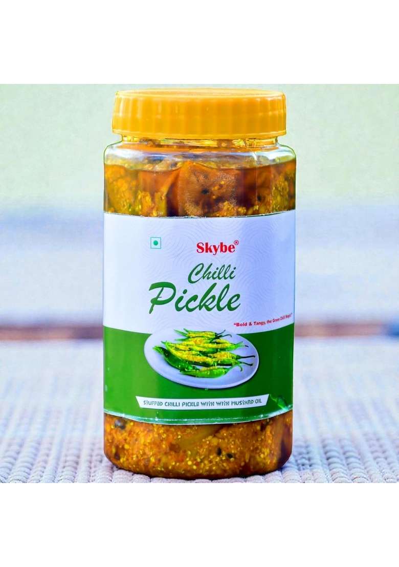 Skybe Green Chilli Pickle 500G Pure Tangy Hot Flame Crafted With Fresh Natural Aromatic Spices And Rich Authentic Heat Blend - Indya
