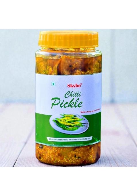 Skybe Green Chilli Pickle 500G Signature Tangy Spice Filled With Fresh Hot Natural Aroma And Pure Authentic Rich Flavour Blend