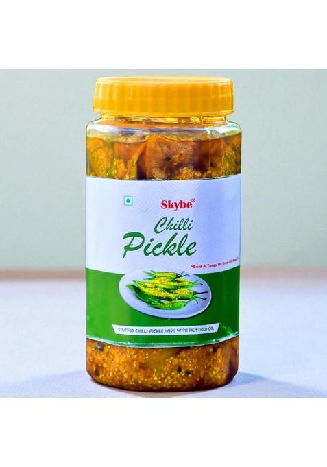 Skybe Green Chilli Pickle 500G Fresh Tangy Hot Fusion Crafted With Rich Spicy Natural Aroma And Pure Traditional Heat Taste
