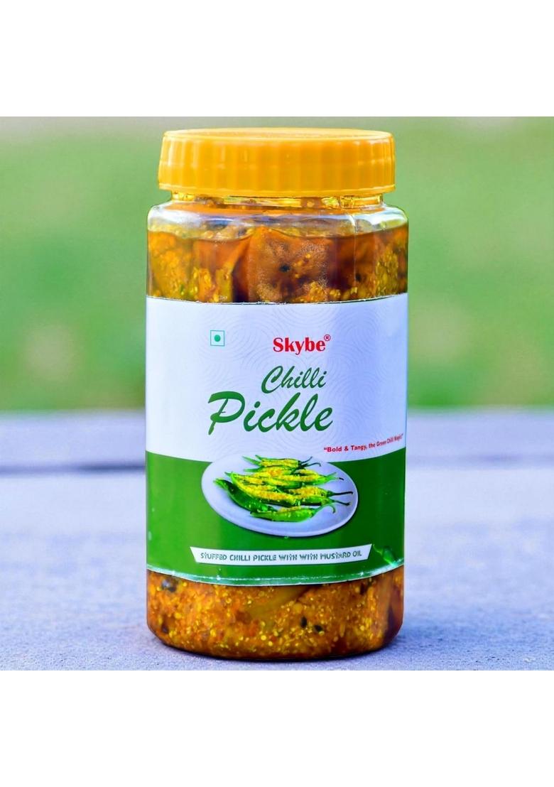 Skybe Green Chilli Pickle 500G Premium Fiery Heat Blended With Fresh Natural Spices And Rich Tangy Authentic Taste For Deep Aroma