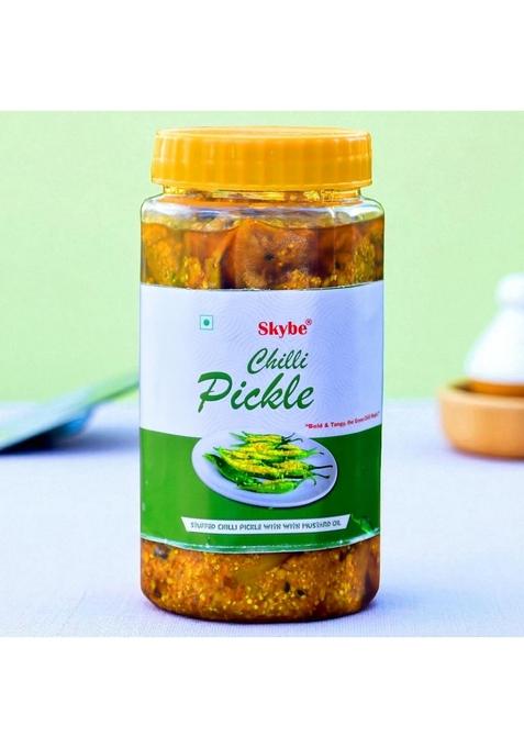 Skybe Green Chilli Pickle 500G Fresh Zesty Heat Blended With Rich Authentic Taste