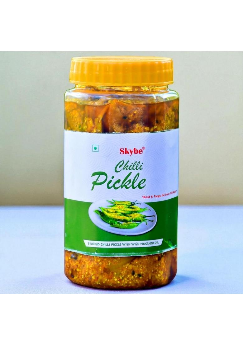 Skybe Green Chilli Pickle 500G Premium Hot Zest Filled With Tangy Spice Heat
