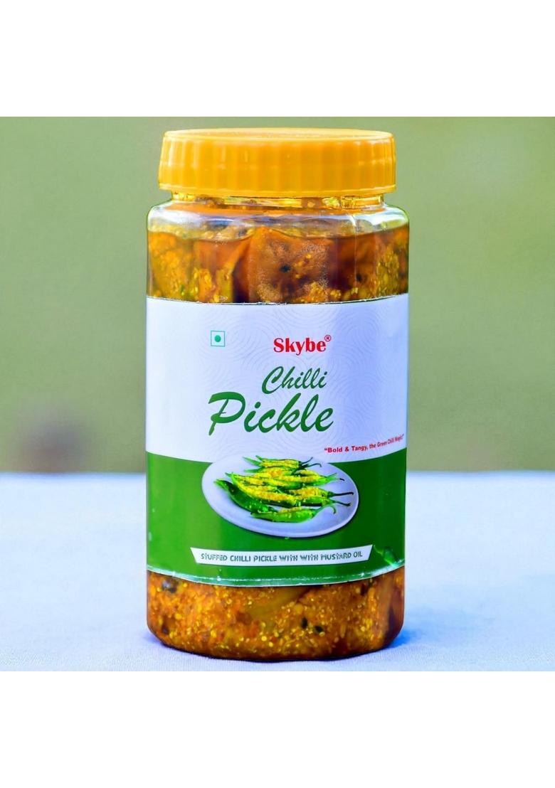 Skybe Green Chilli Pickle 500G Pure Tangy Heat With Rich Spicy Natural Aroma