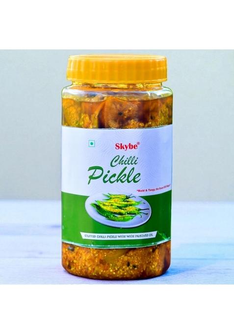 Skybe Green Chilli Pickle 500G Fresh Spicy Twist With Authentic Tangy Aroma