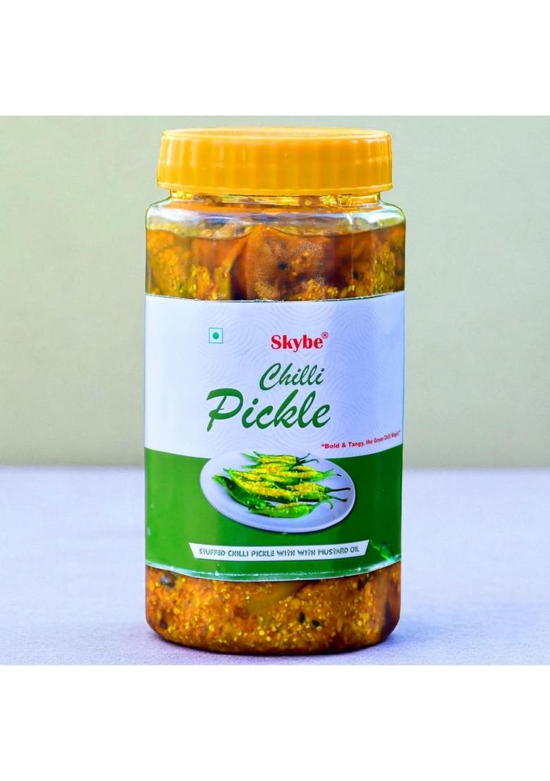 Skybe Green Chilli Pickle 500G Zesty Heat Made With Pure Spicy Tangy Mix
