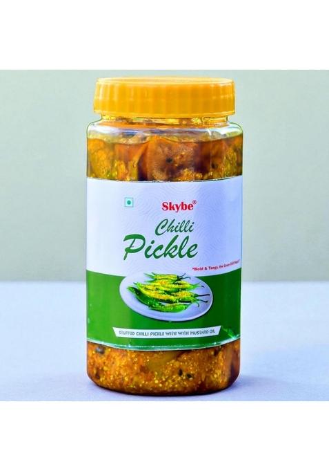 Skybe Green Chilli Pickle 500G Royal Hot Fusion Loaded With Rich Tangy Spice