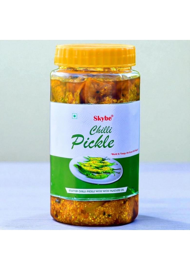 Skybe Green Chilli Pickle 500G Spicy Heat Packed With Rich Tangy Natural Taste