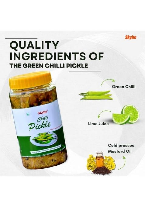 Skybe Green Chilli Pickle 500G Fresh Tangy Heat With Pure Natural Spicy Aroma