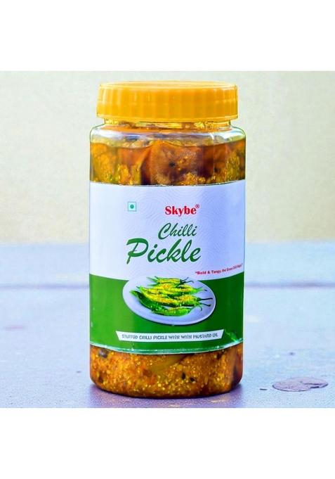 Skybe Green Chilli Pickle 500G Premium Hot Taste Created With Fresh Tangy Spicy Natural Aroma Blend
