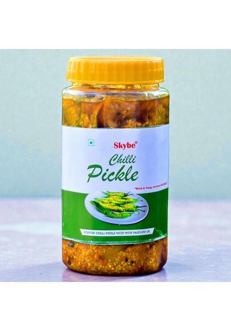 Skybe Green Chilli Pickle 500G Pure Natural Zest Blended With Hot Tangy Spicy Authentic Aroma Blend