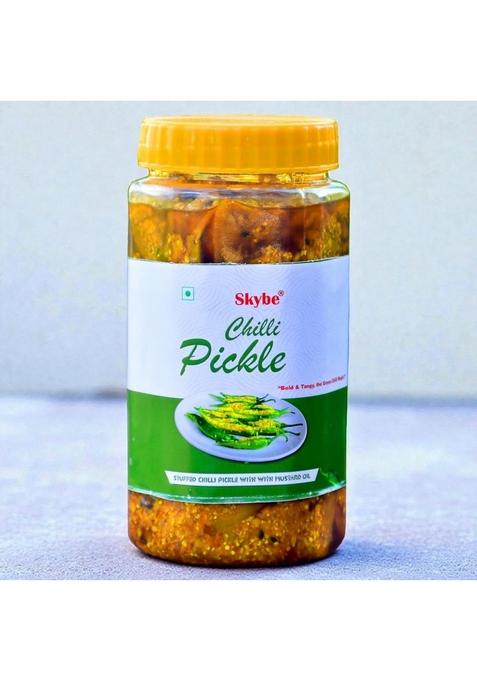 Skybe Green Chilli Pickle 500G Rich Hot Tang Fusion Crafted With Authentic Spicy Fresh Pure Aroma Mix