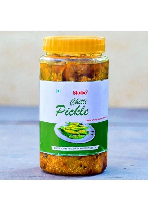 Skybe Green Chilli Pickle 500G Rich Spicy Hot Taste Blended With Authentic Tangy Pure Aroma Mix