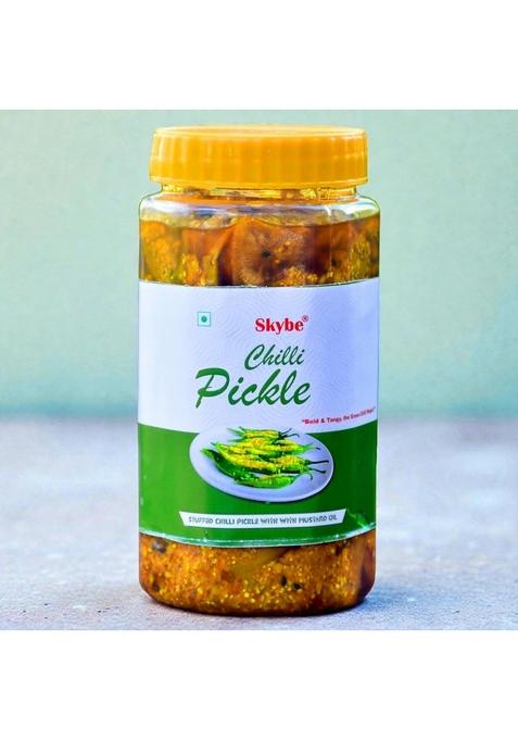 Skybe Green Chilli Pickle 500G Premium Tangy Fire Created With Pure Spicy Rich Authentic Aroma Heat