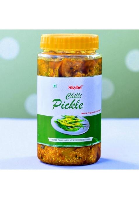 Skybe Green Chilli Pickle 500G Fresh Tangy Spice Filled With Natural Hot Spicy Pure Authentic Aroma