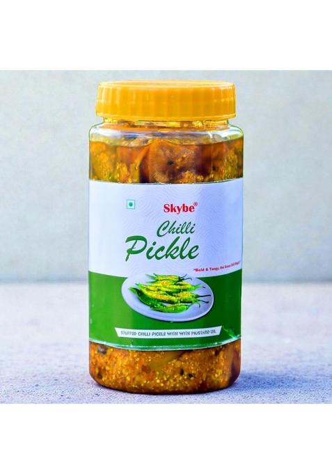 Skybe Green Chilli Pickle 500G Tangy Fresh Heat Mixed With Rich Spicy Pure Natural Traditional Aroma