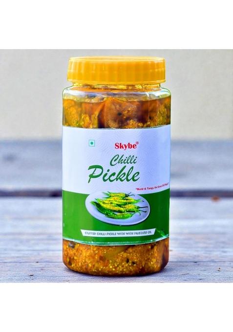Skybe Green Chilli Pickle 500G Signature Hot Zing Loaded With Authentic Tangy Spicy Natural Aroma