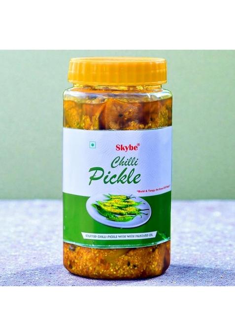 Skybe Green Chilli Pickle 500G Hot Tangy Spice Crafted With Pure Authentic Rich Natural Aroma Blend