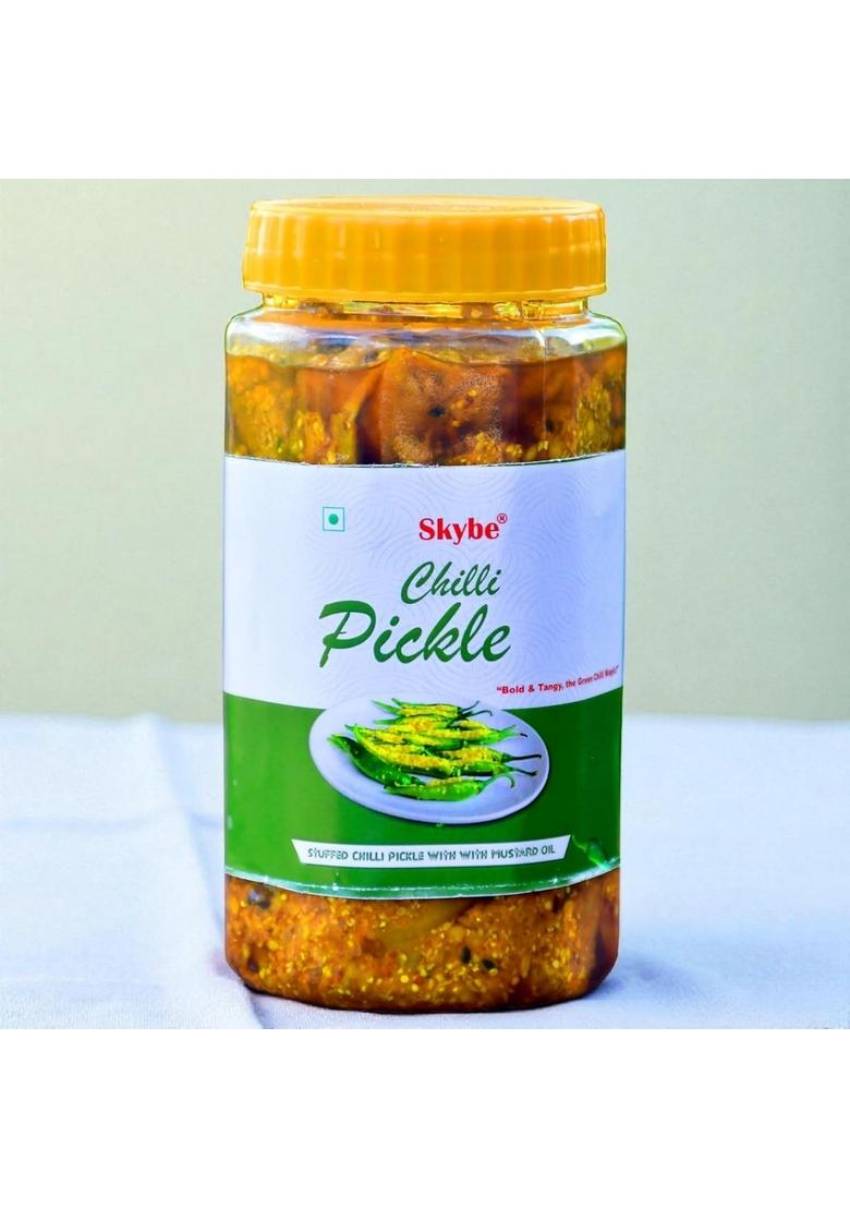 Skybe Green Chilli Pickle 500G – Royal Fiery Tang Blended With Natural Spices For Flavor