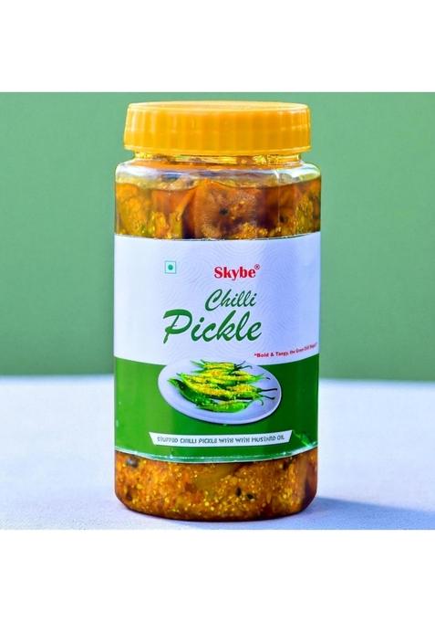 Skybe Green Chilli Pickle 500G – Classic Spicy Tang Mixed With Rich Aromatic Herbs Blend