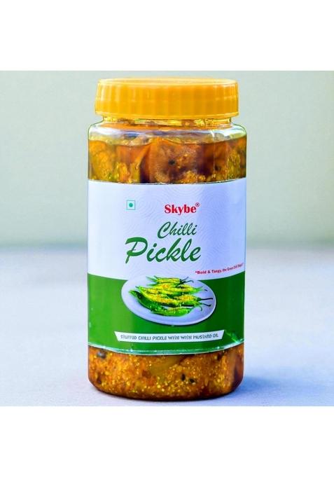 Skybe Green Chilli Pickle 500G – Smooth Tangy Fire Enhanced With Classic Spices For Rich Taste