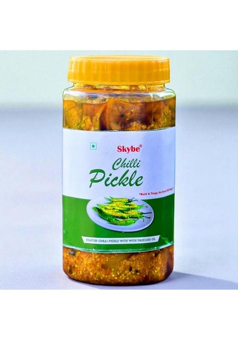Skybe Green Chilli Pickle 500G – Strong Heat Mixed With Tangy Smoothness For Elite Flavor