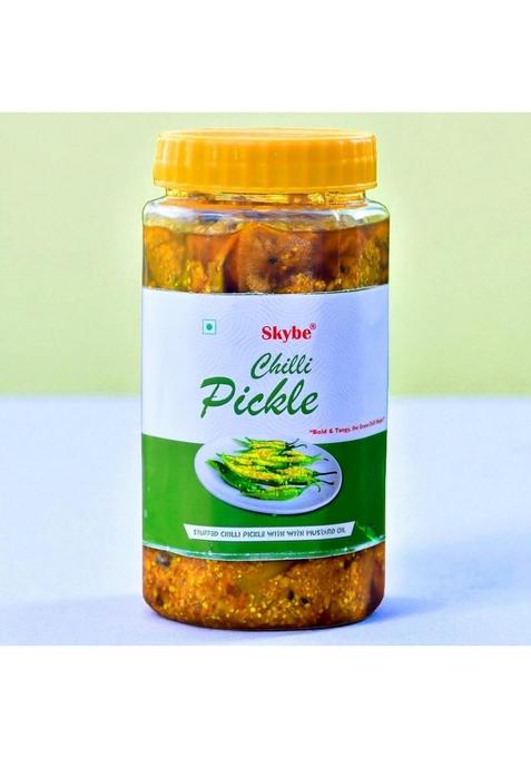 Skybe Green Chilli Pickle 500G – Strong Tangy Aroma Coupled With Pure Spice Warmth For A Flavor