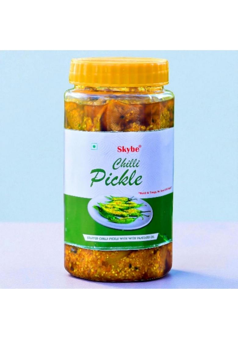 Skybe Green Chilli Pickle 500G – Bold Authentic Heat Lifted With Tangy Aromatic Spices For A Strong Taste