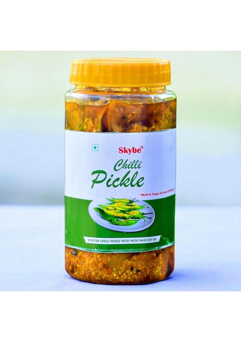 Skybe Green Chilli Pickle 500G – Premium Fiery Aroma Combined With Tangy Spice Notes Offering A Memorable Taste