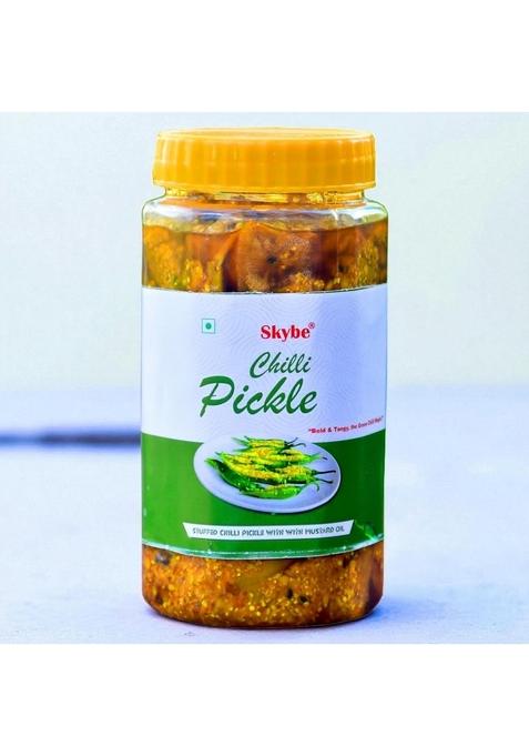 Skybe Green Chilli Pickle 500G – Strong Spice Heat Mixed With Smooth Tanginess To Give A Perfect Long Lasting Taste Punch