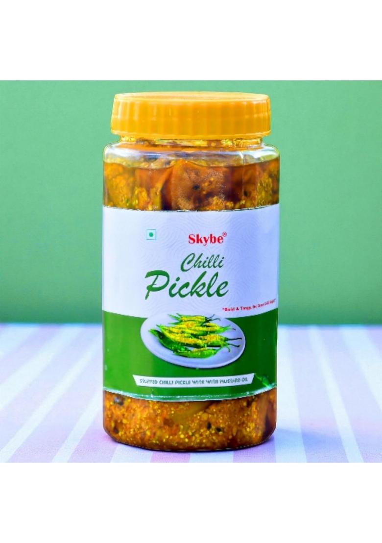 Skybe Green Chilli Pickle 500G – Spicy Heat Combined With Aromatic Tanginess For A Perfect Blend