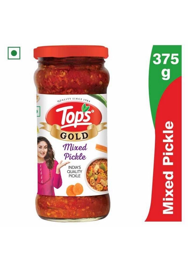 Tops Gold Mixed Pickle 375 Gram Glass Bottle