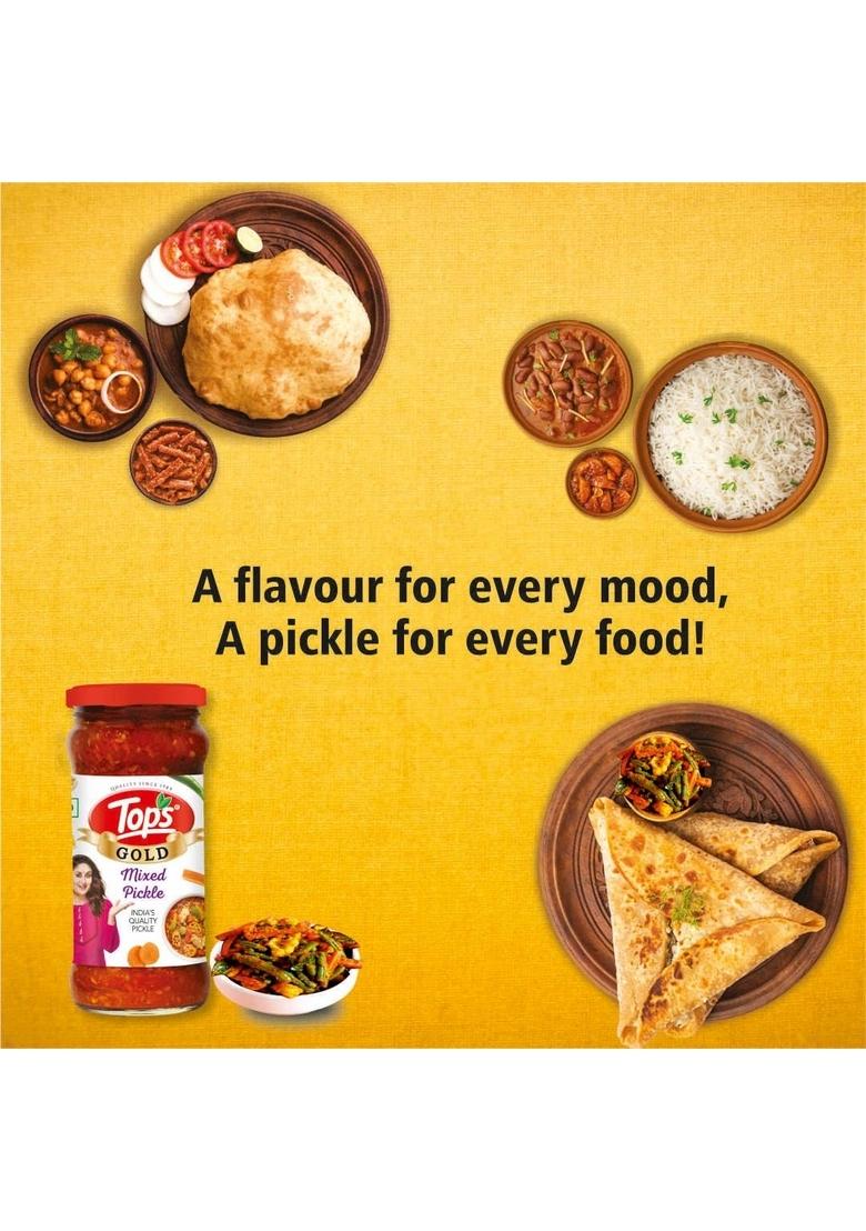 Tops Gold Mixed Pickle 375 Gram Glass Bottle