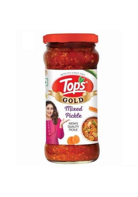 Tops Gold Mixed Pickle 375 Gram Glass Bottle