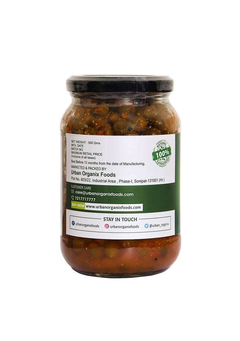 Urban Organix Foods Home Made Ker Dela Teet Ka Rajasthani Marwadi Pickle Achar 400Gm Healthy Diet For Life - Indya