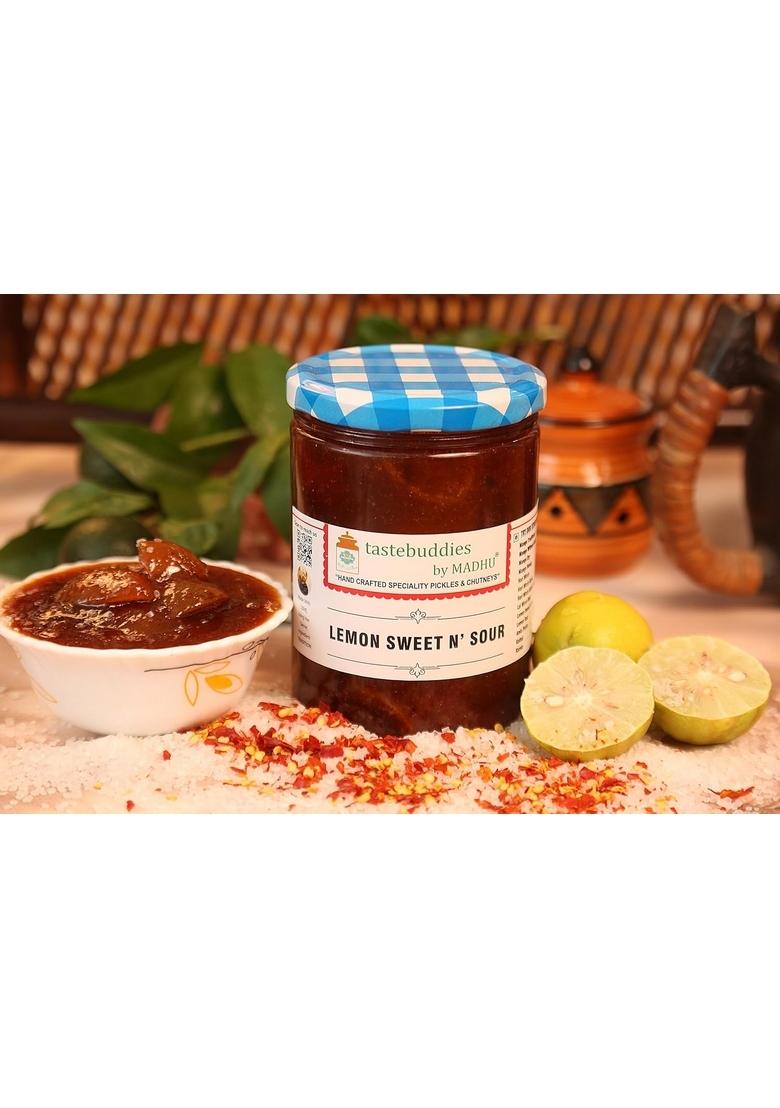 Tastebuddies By Madhu Madhu® Lemon Sweet N Sour Pickle 450 Gm Handcrafted Homemade Fresh Nimbus With Khatta Meetha Flavours Perfect For Indian Meals