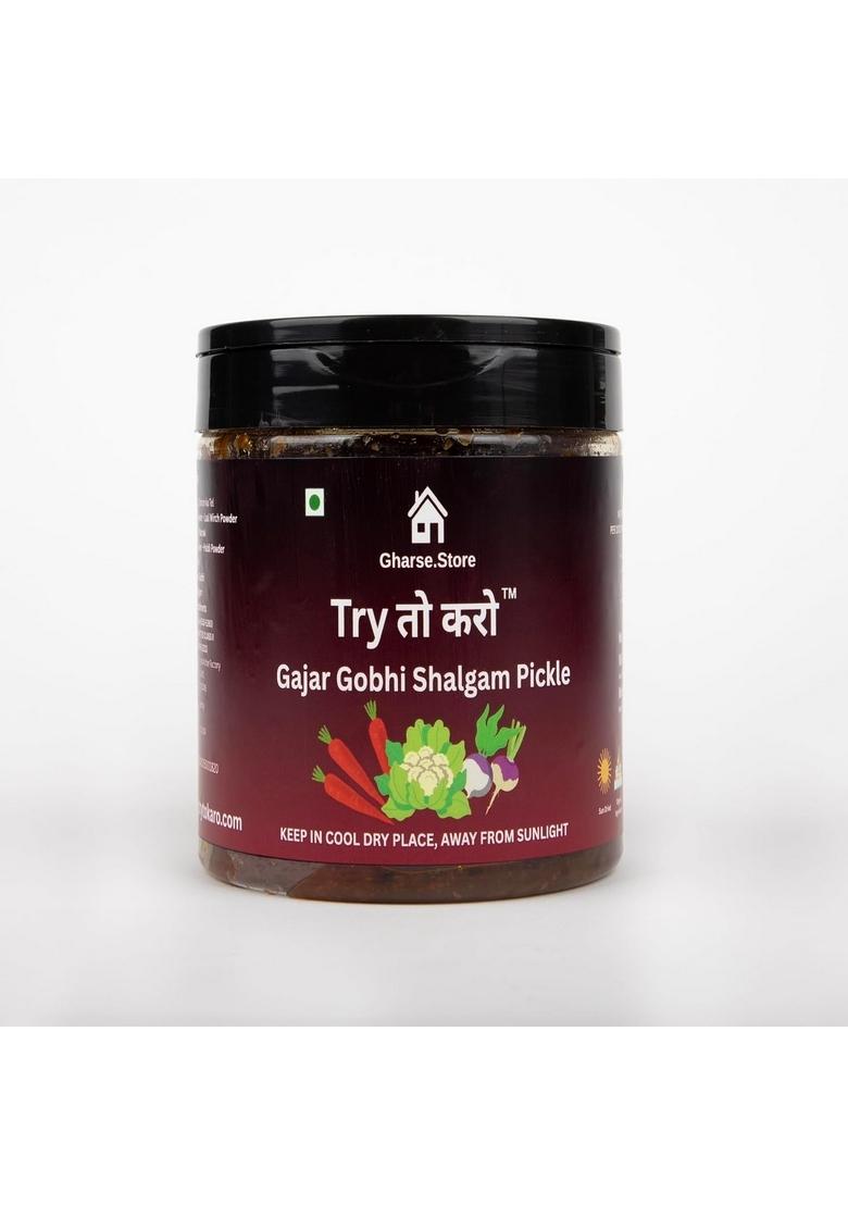 Gharse Store Try To Karo Gajar Gobhi Shalgum Ka Achaar | Carrot Cauliflower Turnip Mix Pickle Tangy 350Gm