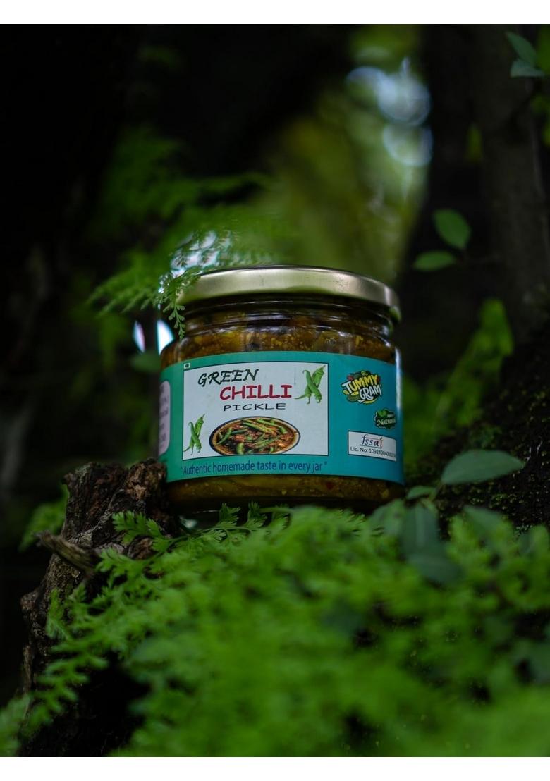 Tummygram Llp Green Chilli Pickle Homemade Style 300G Glass Jar Vegetarian