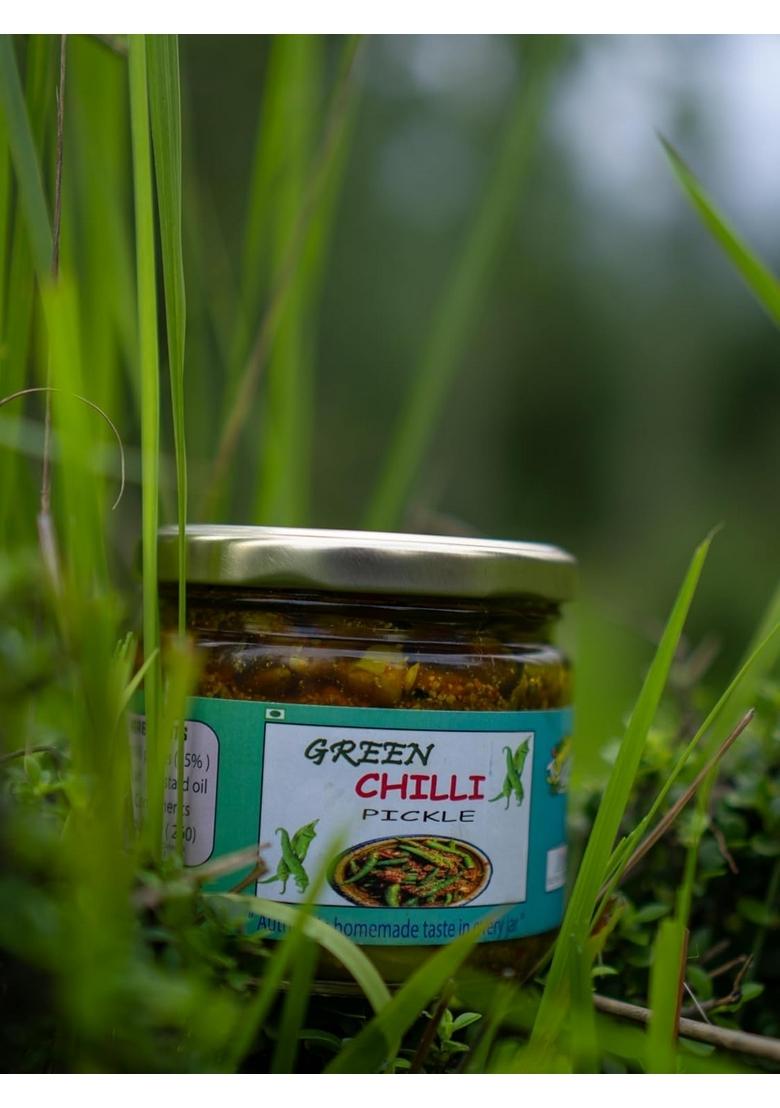 Tummygram Llp Green Chilli Pickle Homemade Style 300G Glass Jar Vegetarian